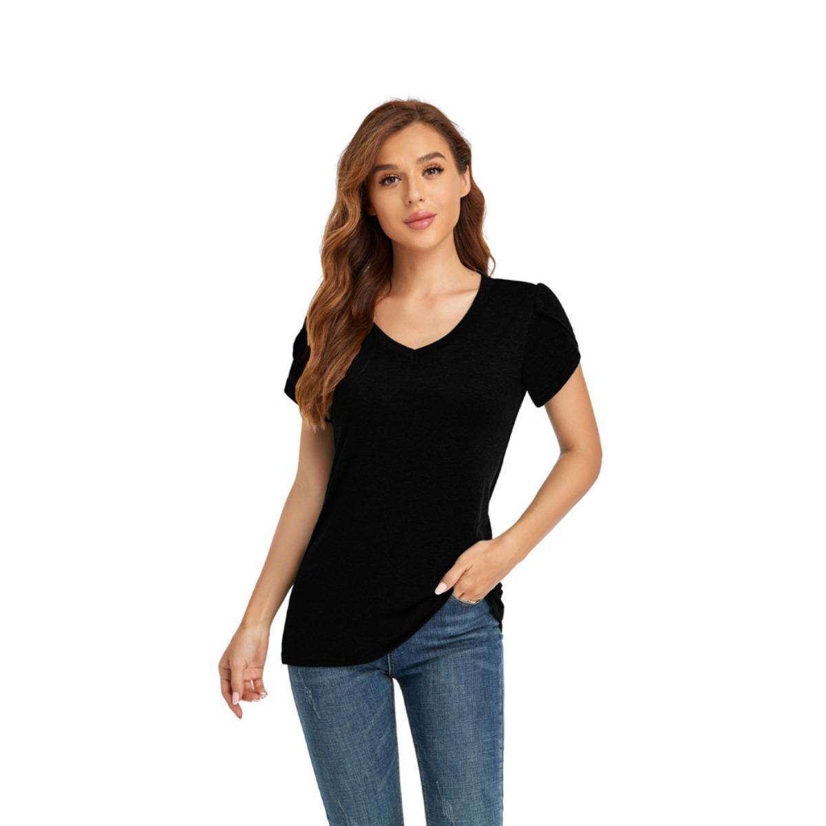 Spring Summer New Women s Solid V-Neck Short Sleeve T-Shirt Loose Casual Top for European American Cross-border Women Clothing S чёрный
Spring Summer New Women s Solid V-Neck Short Sleeve T-Shirt Loose Casual Top for European American Cross-border Women Clothing S чёрный
