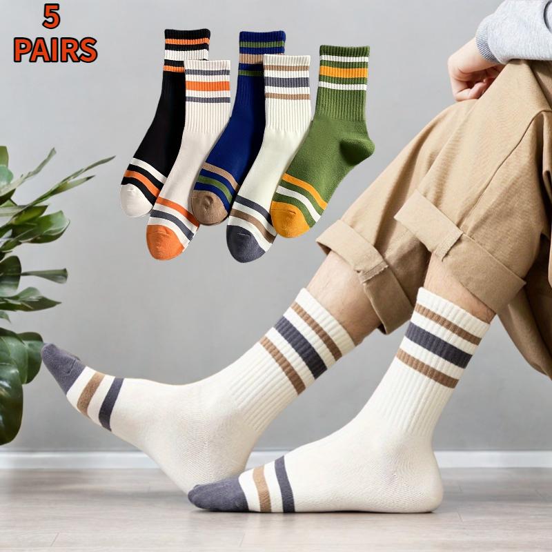 5 Pairs Men s Colorful Striped Casual Socks, Fashionable Sports Socks, Sweat Absorbing And Breathable, Suitable For All Seasons One Size
5 Pairs Men s Colorful Striped Casual Socks, Fashionable Sports Socks, Sweat Absorbing And Breathable, Suitable For All Seasons One Size