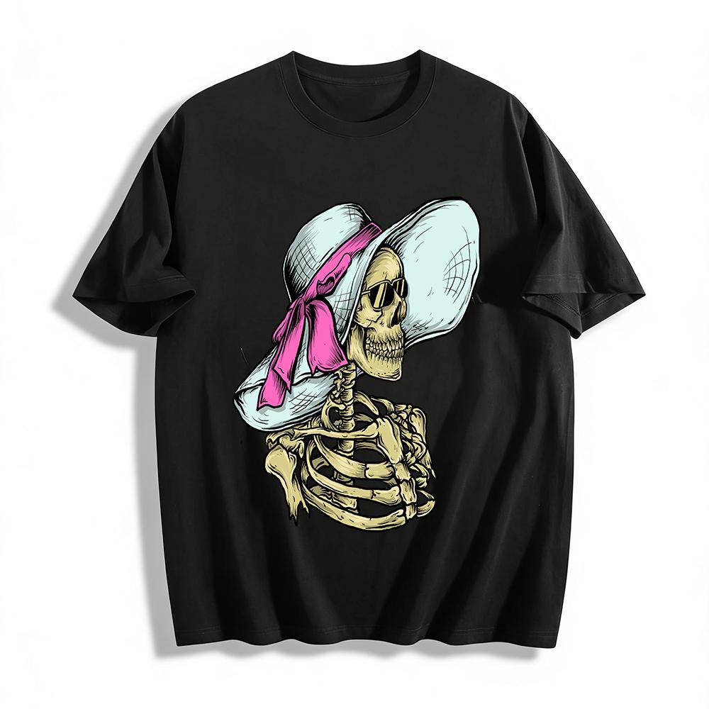 Vintage Vacation Style Skull Print Casual Short Sleeve T-Shirt Pure cotton T-shirt XXS
Vintage Vacation Style Skull Print Casual Short Sleeve T-Shirt Pure cotton T-shirt XXS