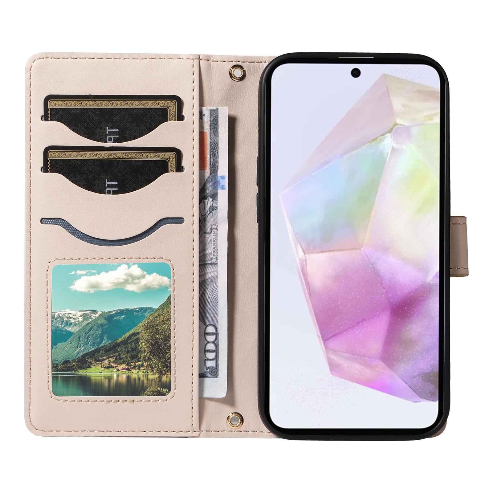 For Samsung Galaxy A35 5G Case Wallet Rhombus Leather Phone Cover with Shoulder Strap,Wrist Strap Apricot
For Samsung Galaxy A35 5G Case Wallet Rhombus Leather Phone Cover with Shoulder Strap,Wrist Strap Apricot
