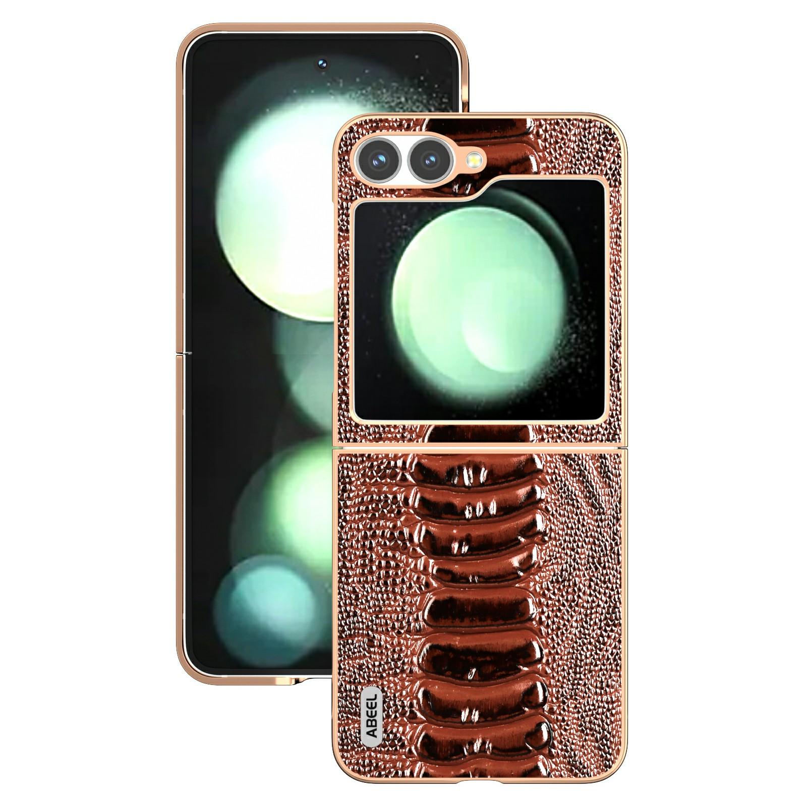ABEEL For Samsung Galaxy Z Flip7 FE 5G/Z Flip6 5G Case Electroplating Edge Crocodile Texture Genuine Cow Leather+PC Phone Cover A
ABEEL For Samsung Galaxy Z Flip7 FE 5G/Z Flip6 5G Case Electroplating Edge Crocodile Texture Genuine Cow Leather+PC Phone Cover A