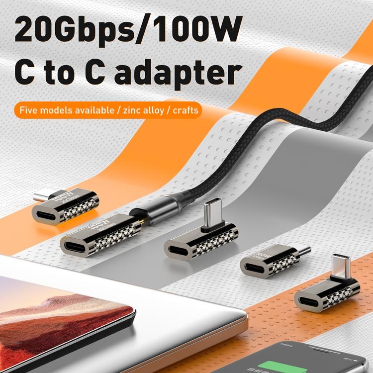 100W Type-C Male to Type-C Female Adaptor 20Gbps Zinc Alloy Angled USB-C Converter As Shown A
100W Type-C Male to Type-C Female Adaptor 20Gbps Zinc Alloy Angled USB-C Converter As Shown A