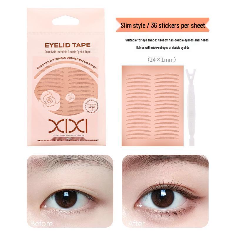 XIXI Rose Gold Invisible Double Eyelid Stickers - Natural Eye Enlargement, Crescent & Trapezoid Shapes, Skin-Adhering. 3 pieces
XIXI Rose Gold Invisible Double Eyelid Stickers - Natural Eye Enlargement, Crescent & Trapezoid Shapes, Skin-Adhering. 3 pieces