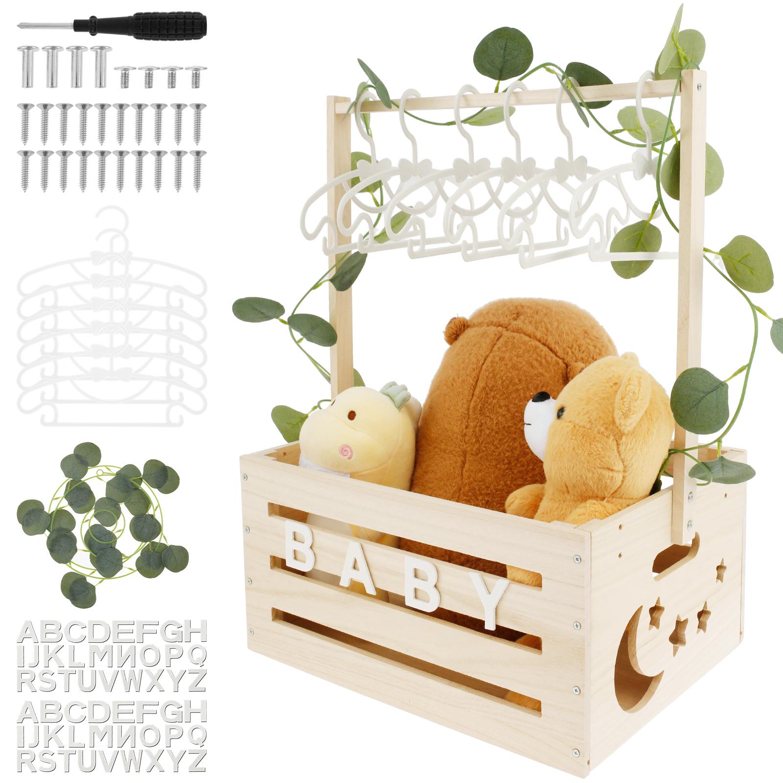 Baby Shower Crate Closet Smooth Wood Baby Shower Basket with Portable Handle Large Capacity Baby Storage Crate with 5 Hangers
Baby Shower Crate Closet Smooth Wood Baby Shower Basket with Portable Handle Large Capacity Baby Storage Crate with 5 Hangers