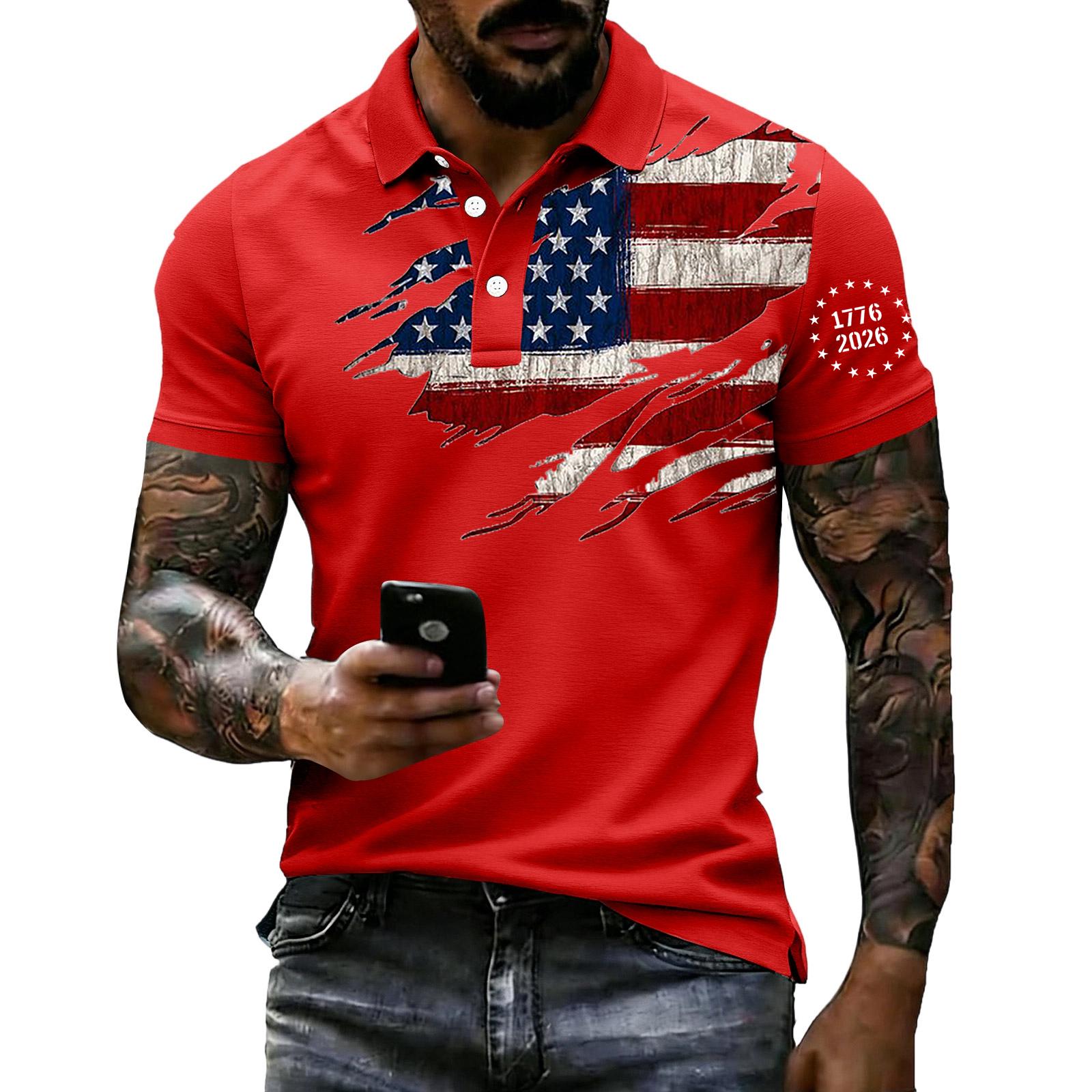 Men Loose Fit Casual Polo Shirt Short Sleeve with Flag Print Lapel Collar Comfortable Breathable Fabric XXL червоний
Men Loose Fit Casual Polo Shirt Short Sleeve with Flag Print Lapel Collar Comfortable Breathable Fabric XXL червоний