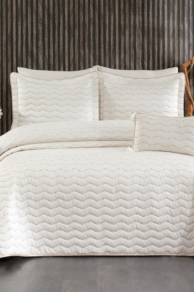 Perla King Size Quilted Bedspread 250x260 with Pillowcase, Full Bed, Cotton Fabric, Double Size Cream
Perla King Size Quilted Bedspread 250x260 with Pillowcase, Full Bed, Cotton Fabric, Double Size Cream
