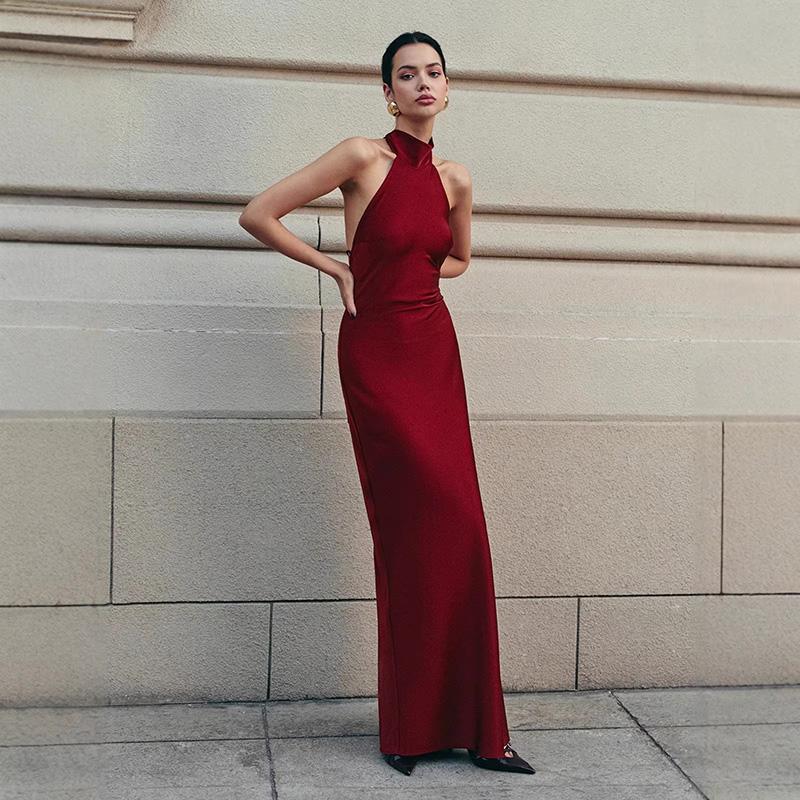 Women’s Satin Halter Maxi Dress – High Neck Backless Evening Gown with Side Slit, Sleeveless Formal Cocktail Dress for Prom Party & Wedding Guest S красный
Women’s Satin Halter Maxi Dress – High Neck Backless Evening Gown with Side Slit, Sleeveless Formal Cocktail Dress for Prom Party & Wedding Guest S красный