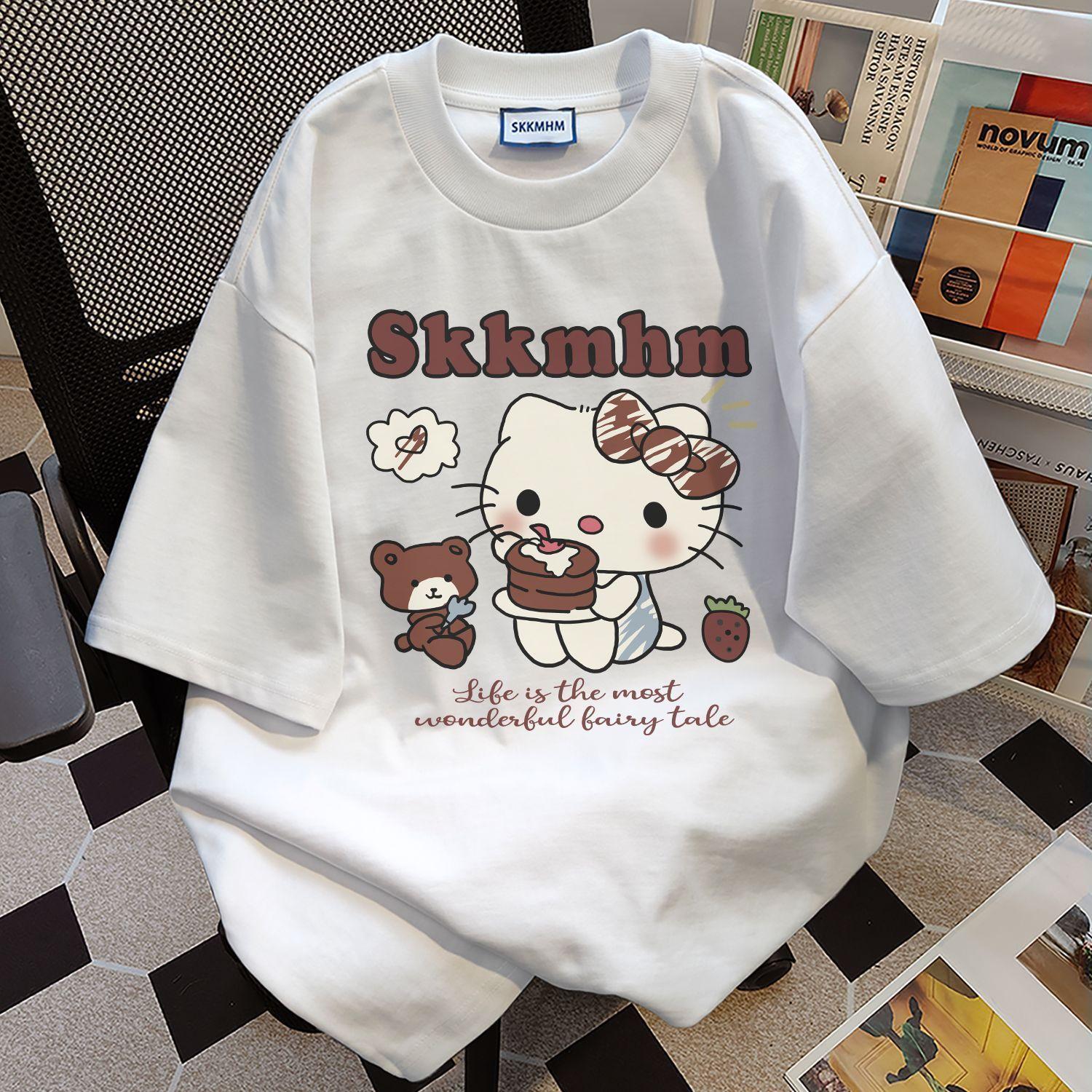 Short Sleeved Pure Cotton Hello Kitty Printed Retro TShirt for Girls Sanrio Round Neck Cute Summer New Loose Tops Sweet Style S
Short Sleeved Pure Cotton Hello Kitty Printed Retro TShirt for Girls Sanrio Round Neck Cute Summer New Loose Tops Sweet Style S