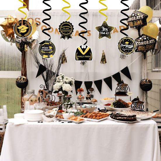 2025 Graduation Season Spiral Pendant Banners Tag Pendants Black Gold Ceiling Party School Grad Party Decoration Graduation Gifts Sets
2025 Graduation Season Spiral Pendant Banners Tag Pendants Black Gold Ceiling Party School Grad Party Decoration Graduation Gifts Sets