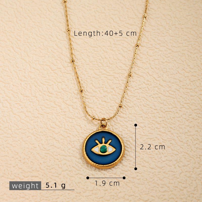 Bohemian Stainless Steel Eye Necklace with Drip Oil Pendant
Bohemian Stainless Steel Eye Necklace with Drip Oil Pendant