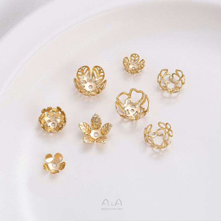 14K Gold Filled Filigree Flower Cap Four-Leaf Clover Heart Leaf Plum Blossom Bead Holder for DIY Jewelry
14K Gold Filled Filigree Flower Cap Four-Leaf Clover Heart Leaf Plum Blossom Bead Holder for DIY Jewelry