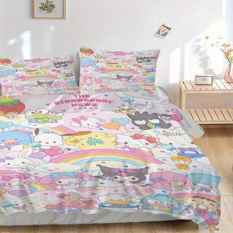 3pcs The Strawberry Sanrio Printed Quilt Set - Includes 1 Quilt Cover and 2 Pillowcases, Machine Washable - Suitable for All Seasons.W112 135x200cm
3pcs The Strawberry Sanrio Printed Quilt Set - Includes 1 Quilt Cover and 2 Pillowcases, Machine Washable - Suitable for All Seasons.W112 135x200cm