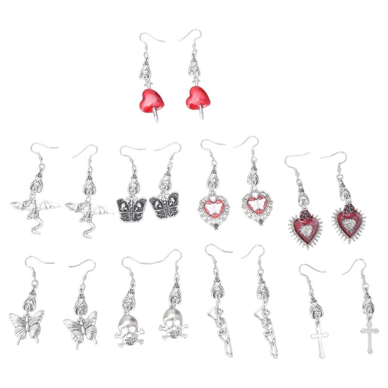 9x Goth Mysterious Drop Earring Jewelry Rose Heart for Butterfly Bat Skull for Cross Pendant Charm Vintage Earring For W 1
9x Goth Mysterious Drop Earring Jewelry Rose Heart for Butterfly Bat Skull for Cross Pendant Charm Vintage Earring For W 1