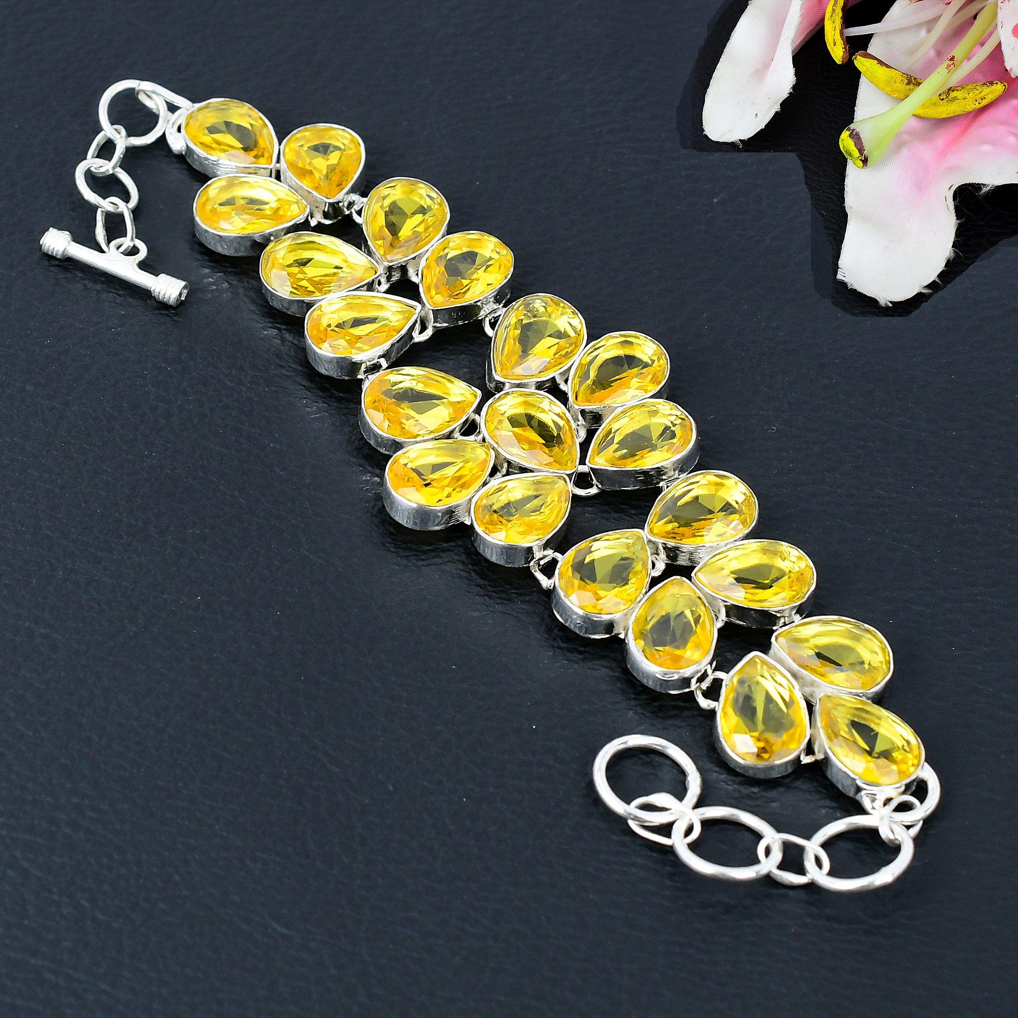 Citrine Gemstone Handmade 925 Sterling Silver Bracelet 7-8 KG-377
Citrine Gemstone Handmade 925 Sterling Silver Bracelet 7-8 KG-377