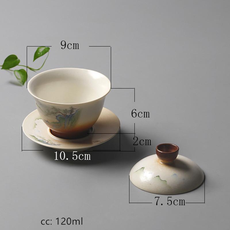 120ml Chinese Style Antique Gaiwan Ceramic Tea Bowl Creative Handmade Tea Infuser Household Tea Set Accessories Porcelain Teacup
120ml Chinese Style Antique Gaiwan Ceramic Tea Bowl Creative Handmade Tea Infuser Household Tea Set Accessories Porcelain Teacup