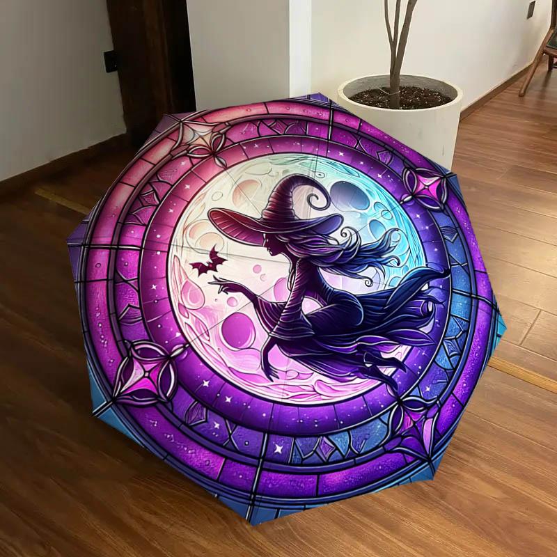 Stained Witch Moonlight Scene Automatic Opening/Closing Umbrella, Portable Tri-Fold Design with 8-Bone Iron Frame, Outdoor Umbrella for Fest
Stained Witch Moonlight Scene Automatic Opening/Closing Umbrella, Portable Tri-Fold Design with 8-Bone Iron Frame, Outdoor Umbrella for Fest