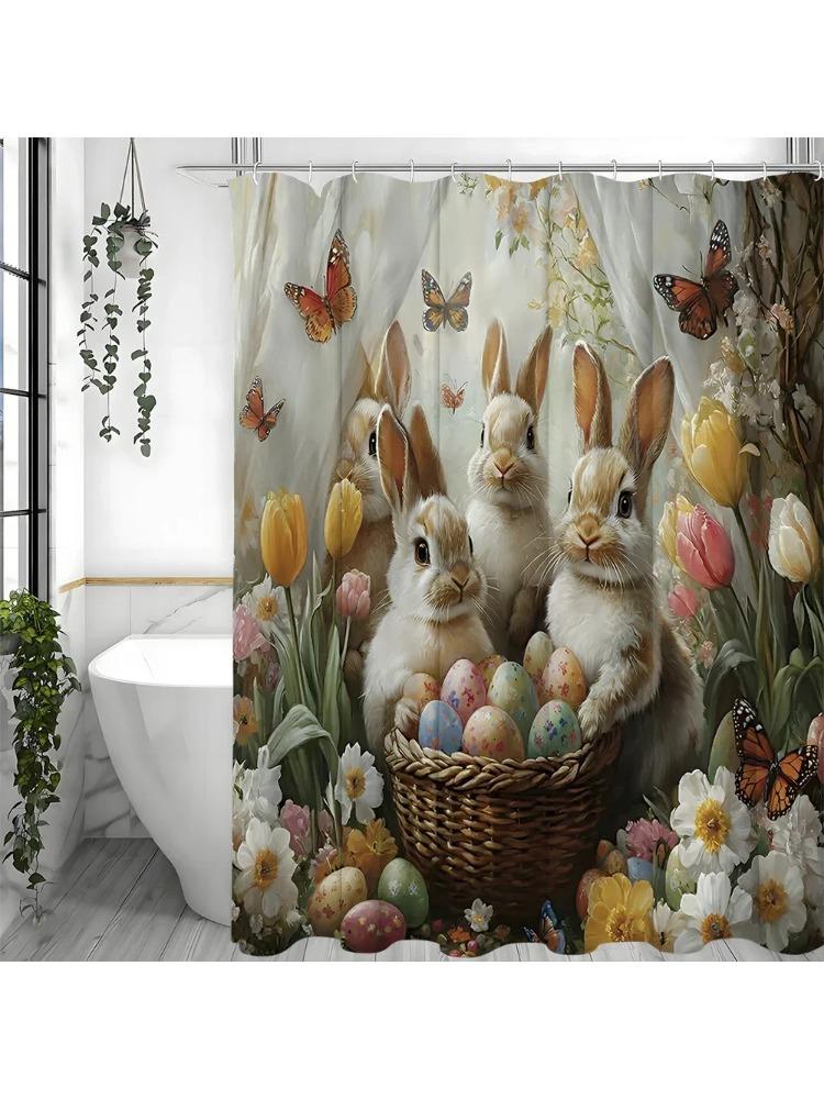 Bunny Flower Bathroom Shower Curtain, Cute Easter Egg Shower Curtain, Wildflower Butterfly Fit Bathroom Decorative Shower Curtai W60H190(CM)-1 Pcs
Bunny Flower Bathroom Shower Curtain, Cute Easter Egg Shower Curtain, Wildflower Butterfly Fit Bathroom Decorative Shower Curtai W60H190(CM)-1 Pcs