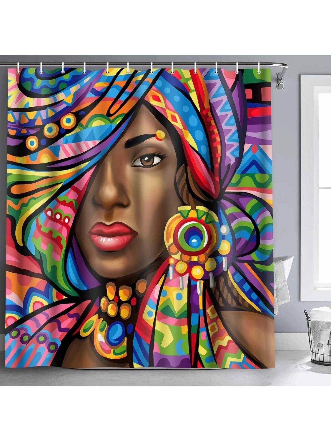 African American Woman Shower Curtain, Women Bath Curtains, Waterproof Upgrade Polyester Fabric Bathroom Decor Set With 12 Hooks W60H190(CM)-1 Pcs
African American Woman Shower Curtain, Women Bath Curtains, Waterproof Upgrade Polyester Fabric Bathroom Decor Set With 12 Hooks W60H190(CM)-1 Pcs