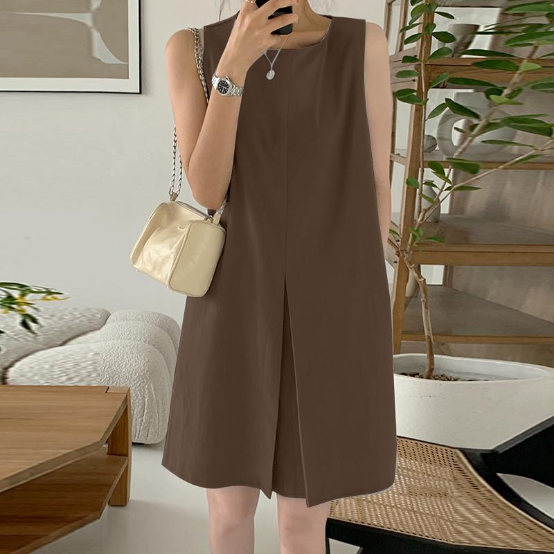 ZANZEA Женское повседневное круглое шею однотонное короткое платье без рукавов 5XL
ZANZEA Женское повседневное круглое шею однотонное короткое платье без рукавов 5XL