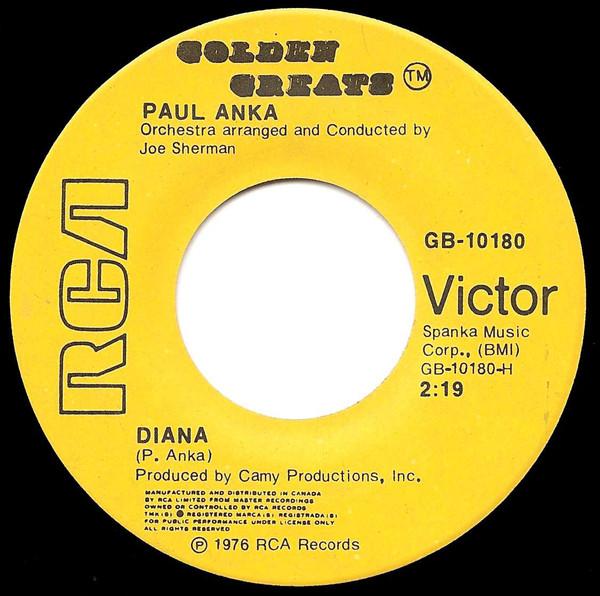 7inch Record PAUL ANKA Diana Put Your Head On My Shoulde GB10180 RCA Victor 1976 Canada Rock Used
7inch Record PAUL ANKA Diana Put Your Head On My Shoulde GB10180 RCA Victor 1976 Canada Rock Used