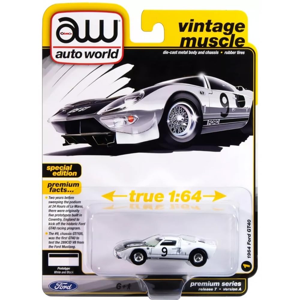 Auto World - 1/64 Scale Premium Release 7 1964 Ford GT40 (Prototype) AWSP182A
Auto World - 1/64 Scale Premium Release 7 1964 Ford GT40 (Prototype) AWSP182A