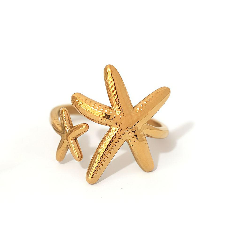 Starfish Stainless Steel Rings for Women Not Fading Gold Copper Color Open Ring Waterproof Finger Zircon Wedding Female Gift
Starfish Stainless Steel Rings for Women Not Fading Gold Copper Color Open Ring Waterproof Finger Zircon Wedding Female Gift