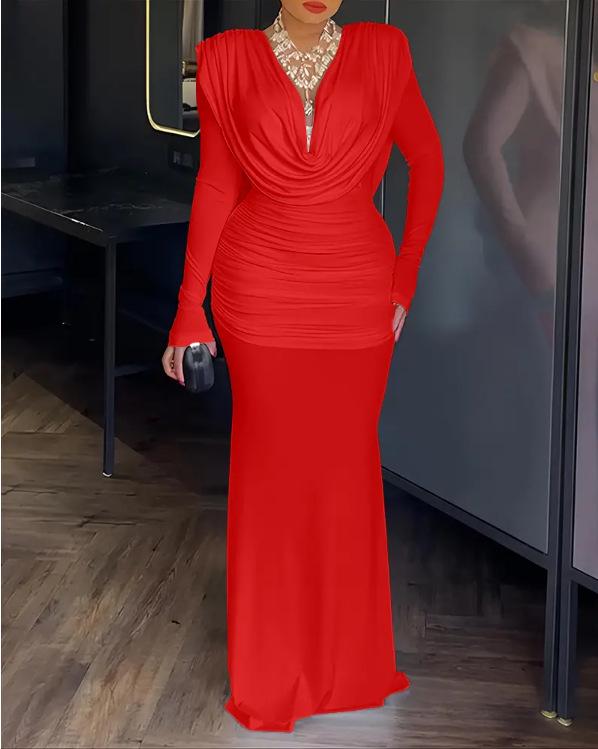 2025 Spring/Autumn European Women s Wide Neck Pleated Dress - Long Sleeve, Slim Fit, Waist-Cinching, Hip-Hugging Large червоний
2025 Spring/Autumn European Women s Wide Neck Pleated Dress - Long Sleeve, Slim Fit, Waist-Cinching, Hip-Hugging Large червоний