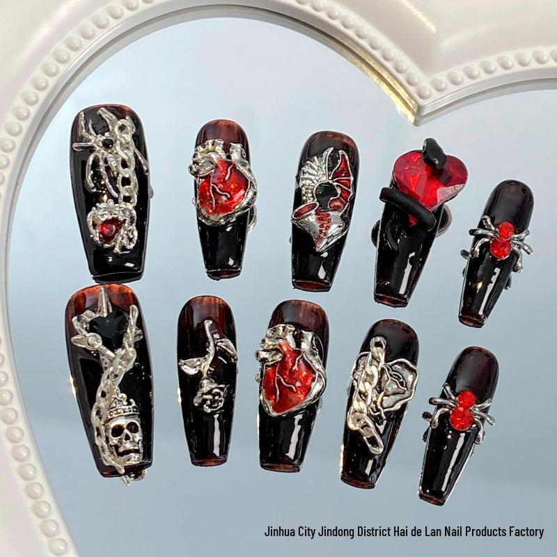 Bloodthirsty Gothic Punk Handmade Press-On Nails - Banned Heart Collection Banned Heart - Large
Bloodthirsty Gothic Punk Handmade Press-On Nails - Banned Heart Collection Banned Heart - Large