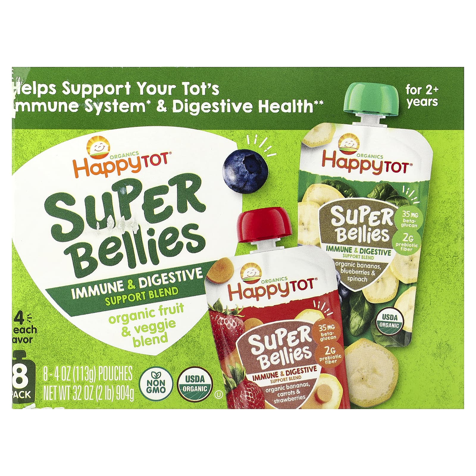 Happy Family Organics, Happytot®, Superbelies, Ages 2+, Organic Fruit and Vegetable Blend, Variety Pack, 8 Packs, 4 oz (113 g)
Happy Family Organics, Happytot®, Superbelies, Ages 2+, Organic Fruit and Vegetable Blend, Variety Pack, 8 Packs, 4 oz (113 g)