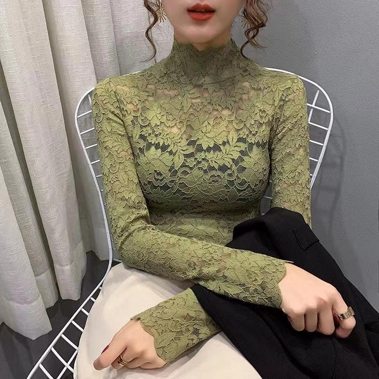 Female Blouse Female s Turtleneck Lace Spring Mesh Hollow Long-Sleeved Blusas Mujer De Moda 5XL зелений
Female Blouse Female s Turtleneck Lace Spring Mesh Hollow Long-Sleeved Blusas Mujer De Moda 5XL зелений