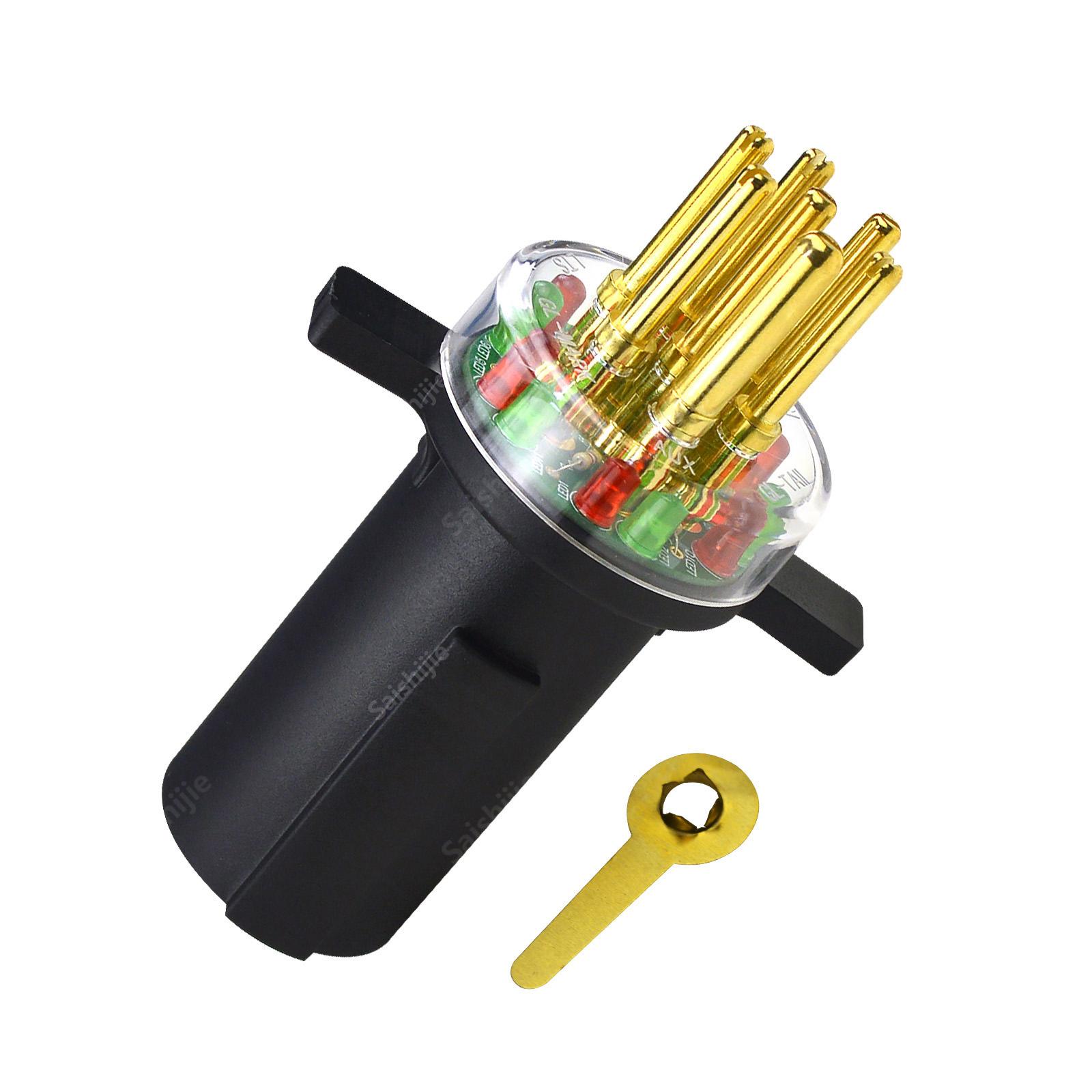 7-Way Round Pin Trailer Truck Circuit Plug Tester Replace 7865L, Trailer Tractor Light Tester for Testing Turn Signals English
7-Way Round Pin Trailer Truck Circuit Plug Tester Replace 7865L, Trailer Tractor Light Tester for Testing Turn Signals English
