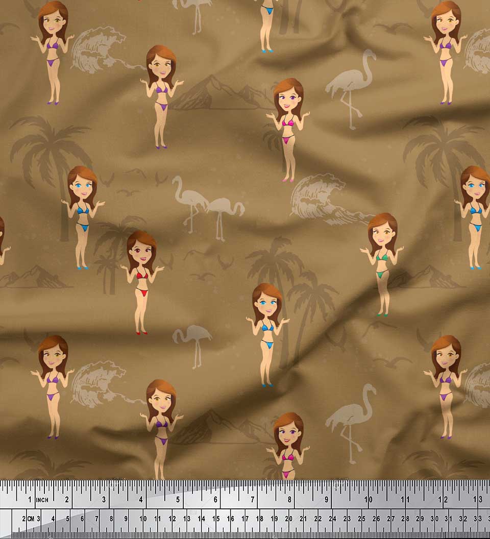 Soimoi Green Japan Crepe Satin Fabric Flamingo, Palm Tree & Beachwear Girl Holiday Print Тканина на метри 42 дюйма 42 Inch Wide - Poly Crepe коричневий
Soimoi Green Japan Crepe Satin Fabric Flamingo, Palm Tree & Beachwear Girl Holiday Print Тканина на метри 42 дюйма 42 Inch Wide - Poly Crepe коричневий