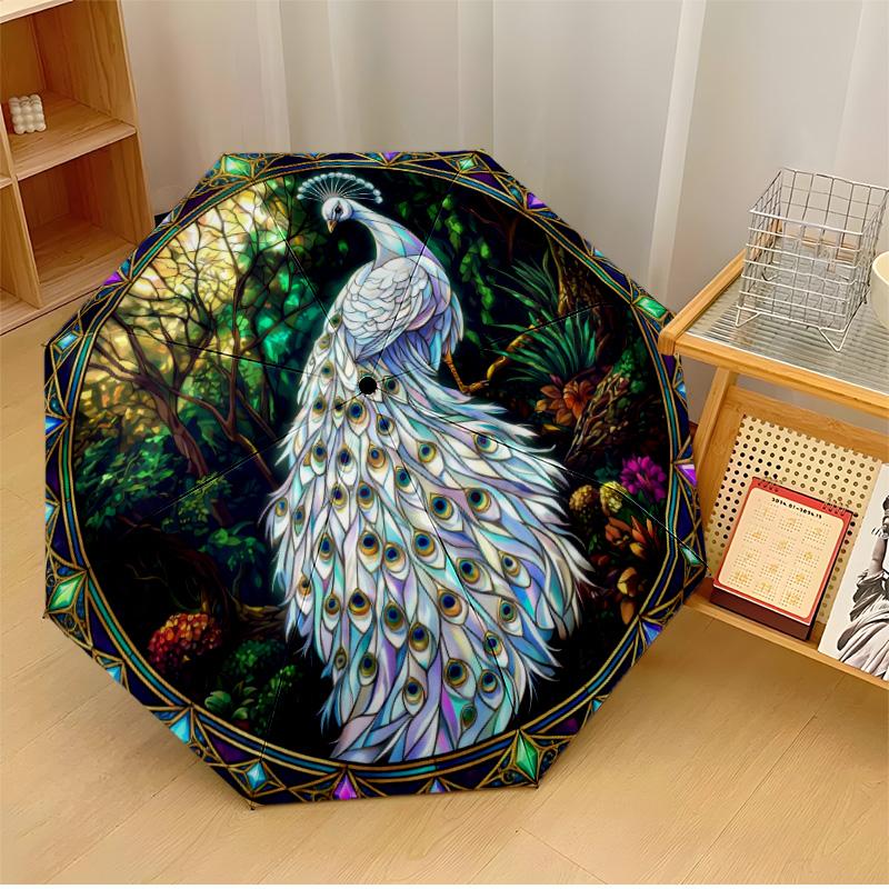 White Peacock Among Flowers Printed umbrella windproof folding umbrella portable sun and rain umbrella suitable for gifting
White Peacock Among Flowers Printed umbrella windproof folding umbrella portable sun and rain umbrella suitable for gifting