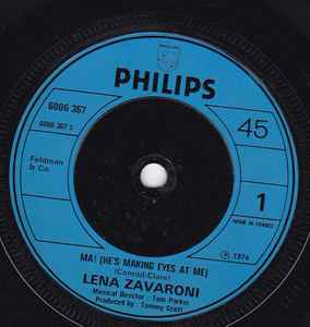 7inch Record LENA ZAVARONI Ma Hes Making Eyes At Me 6006367 Philips 1974 France Pop Used
7inch Record LENA ZAVARONI Ma Hes Making Eyes At Me 6006367 Philips 1974 France Pop Used