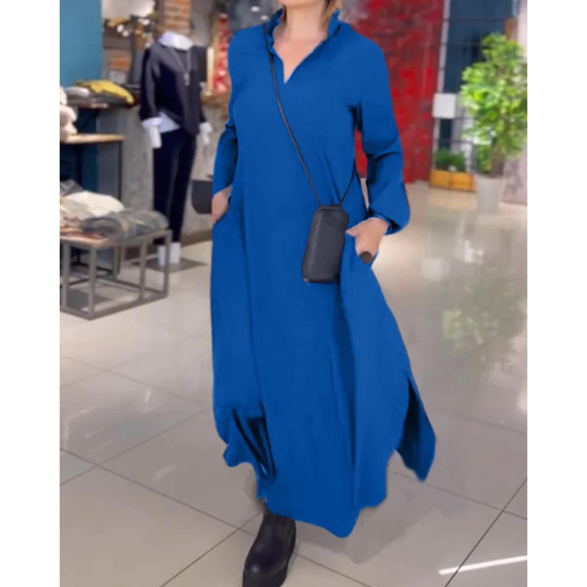 Women s Long Sleeve Lapel Casual Loose Long Dress XXXL синій
Women s Long Sleeve Lapel Casual Loose Long Dress XXXL синій