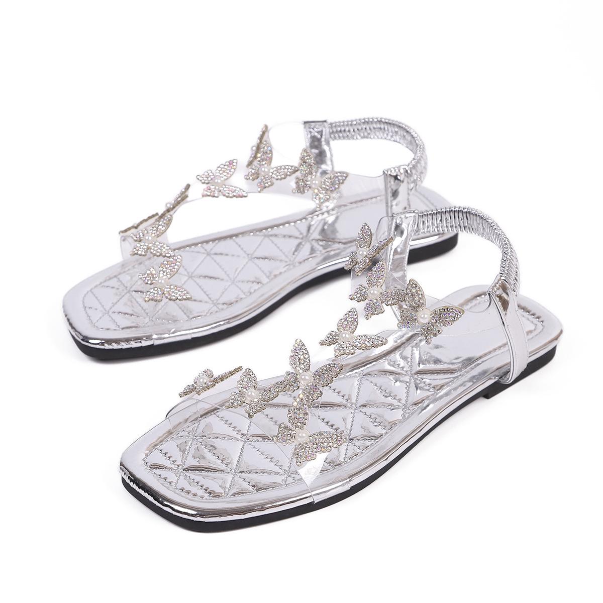 Босоніжки з плоскою квадратною головою у формі метеликів і стразами з гумкою - великий розмір 39
Босоніжки з плоскою квадратною головою у формі метеликів і стразами з гумкою - великий розмір 39