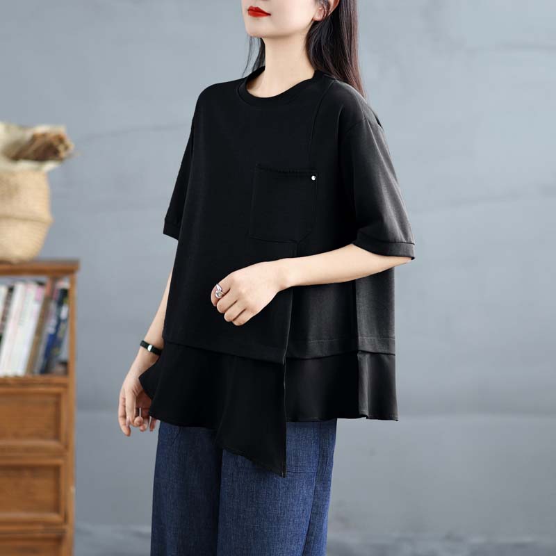 DIMANAF 2025 Summer Plus Size Tops Cotton T-Shirt Solid Asymmetrical Women O-Neck Short Sleeve Loose Tees XL чорний
DIMANAF 2025 Summer Plus Size Tops Cotton T-Shirt Solid Asymmetrical Women O-Neck Short Sleeve Loose Tees XL чорний