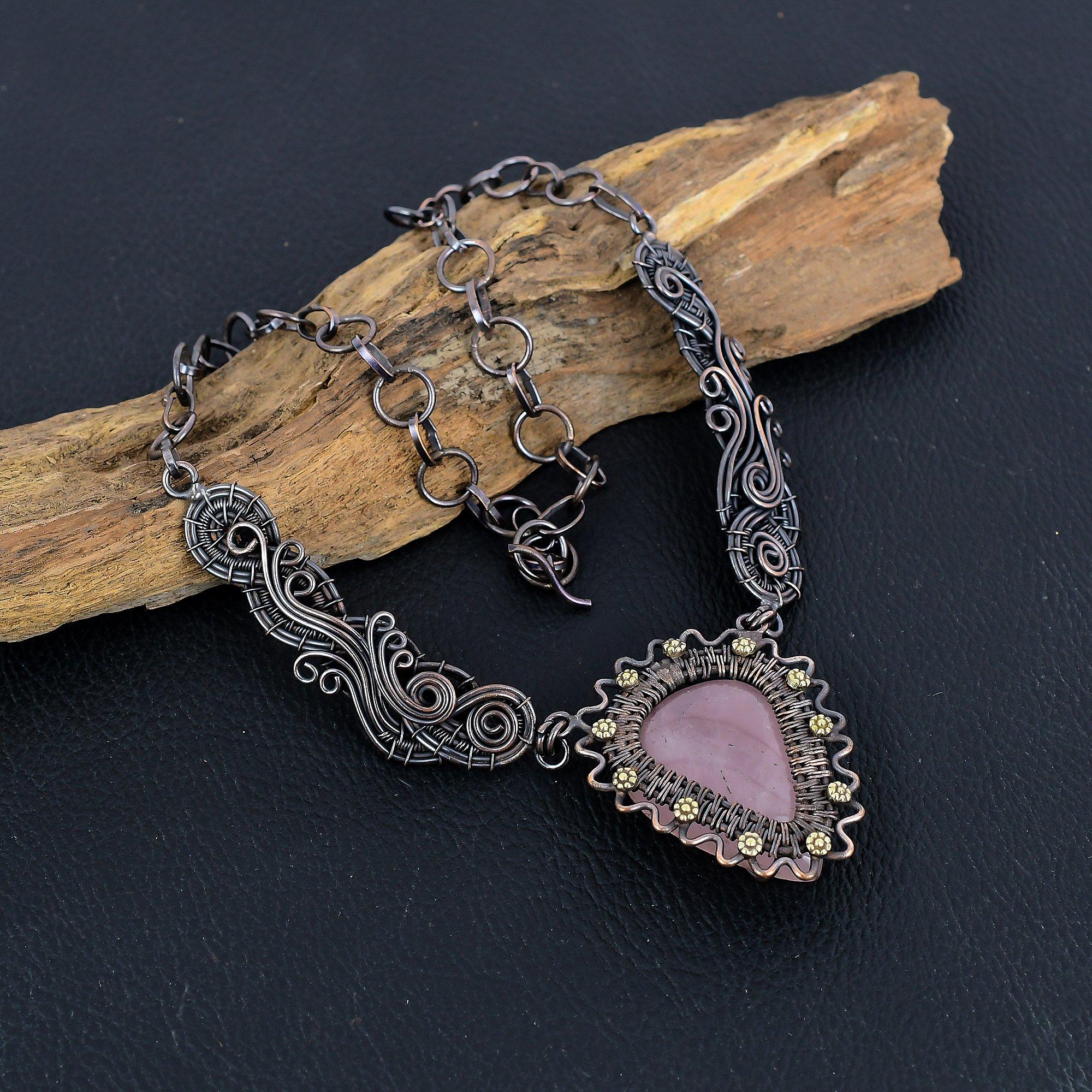 Rose Quartz Handmade Latest Design Jewelry Necklace, 999 Copper Wire Wrapped Gemstone Necklace, Gift For Mother
Rose Quartz Handmade Latest Design Jewelry Necklace, 999 Copper Wire Wrapped Gemstone Necklace, Gift For Mother