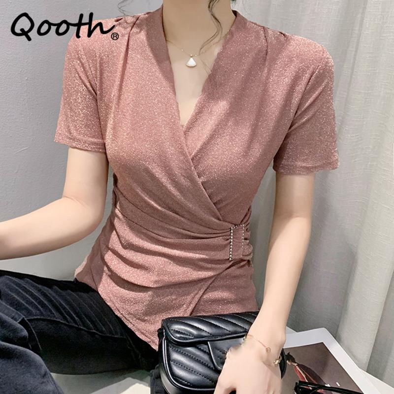 Офисная женская блестящая рубашка Qooth размера S-3XL с короткими рукавами, элегантный модный тонкий пуловер с v-образным вырезом, топ QT2189
Офисная женская блестящая рубашка Qooth размера S-3XL с короткими рукавами, элегантный модный тонкий пуловер с v-образным вырезом, топ QT2189