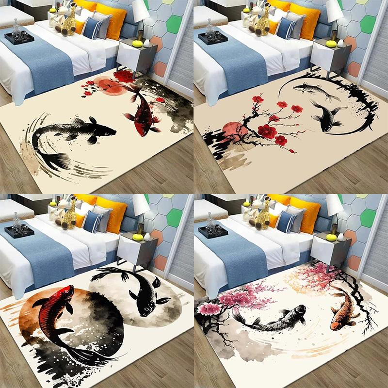 Chinese Koi Carp Ink Painting Good Luck Rug Pink Cherry Blossoms Carpet For Living Room Bedroom Home Decor Door Mat 120x160cm
Chinese Koi Carp Ink Painting Good Luck Rug Pink Cherry Blossoms Carpet For Living Room Bedroom Home Decor Door Mat 120x160cm