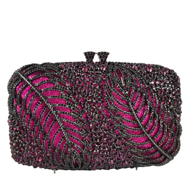 Boutique De FGG Purple Crystal Evening Clutch Bags Women Formal Party Leaf Rhinestone Handbags Bridal Wedding Minaudiere Purse Mini Size
Boutique De FGG Purple Crystal Evening Clutch Bags Women Formal Party Leaf Rhinestone Handbags Bridal Wedding Minaudiere Purse Mini Size