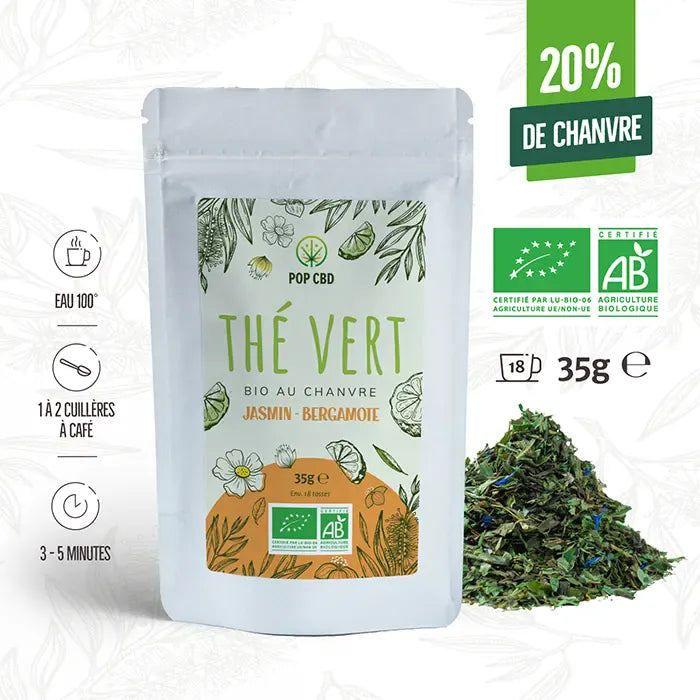 Thé Vert Bio Jasmin Bergamote, au Chanvre CBD 2 sachets
Thé Vert Bio Jasmin Bergamote, au Chanvre CBD 2 sachets