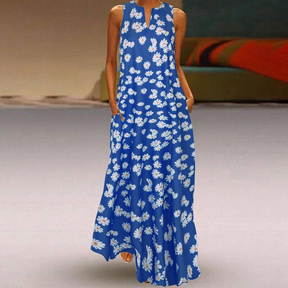 New popular women s retro print dress V-neck sleeveless small daisy print dress, long dress women 5XL синій
New popular women s retro print dress V-neck sleeveless small daisy print dress, long dress women 5XL синій