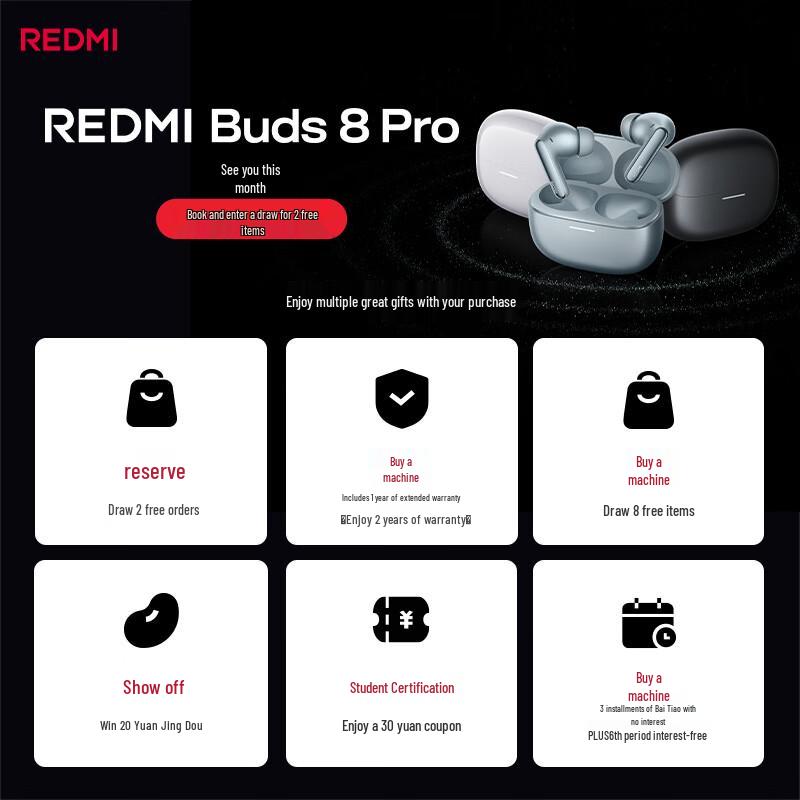 Справжні бездротові Bluetooth-навушники Xiaomi Redmi Buds 8 Pro
Справжні бездротові Bluetooth-навушники Xiaomi Redmi Buds 8 Pro