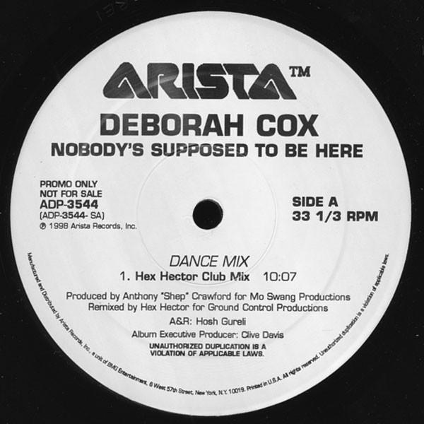 12inch Record DEBORAH COX - Nobody s Supposed To Be Here ADP3544PROMO Arista 1998 US Dance & Electronica Used
12inch Record DEBORAH COX - Nobody s Supposed To Be Here ADP3544PROMO Arista 1998 US Dance & Electronica Used