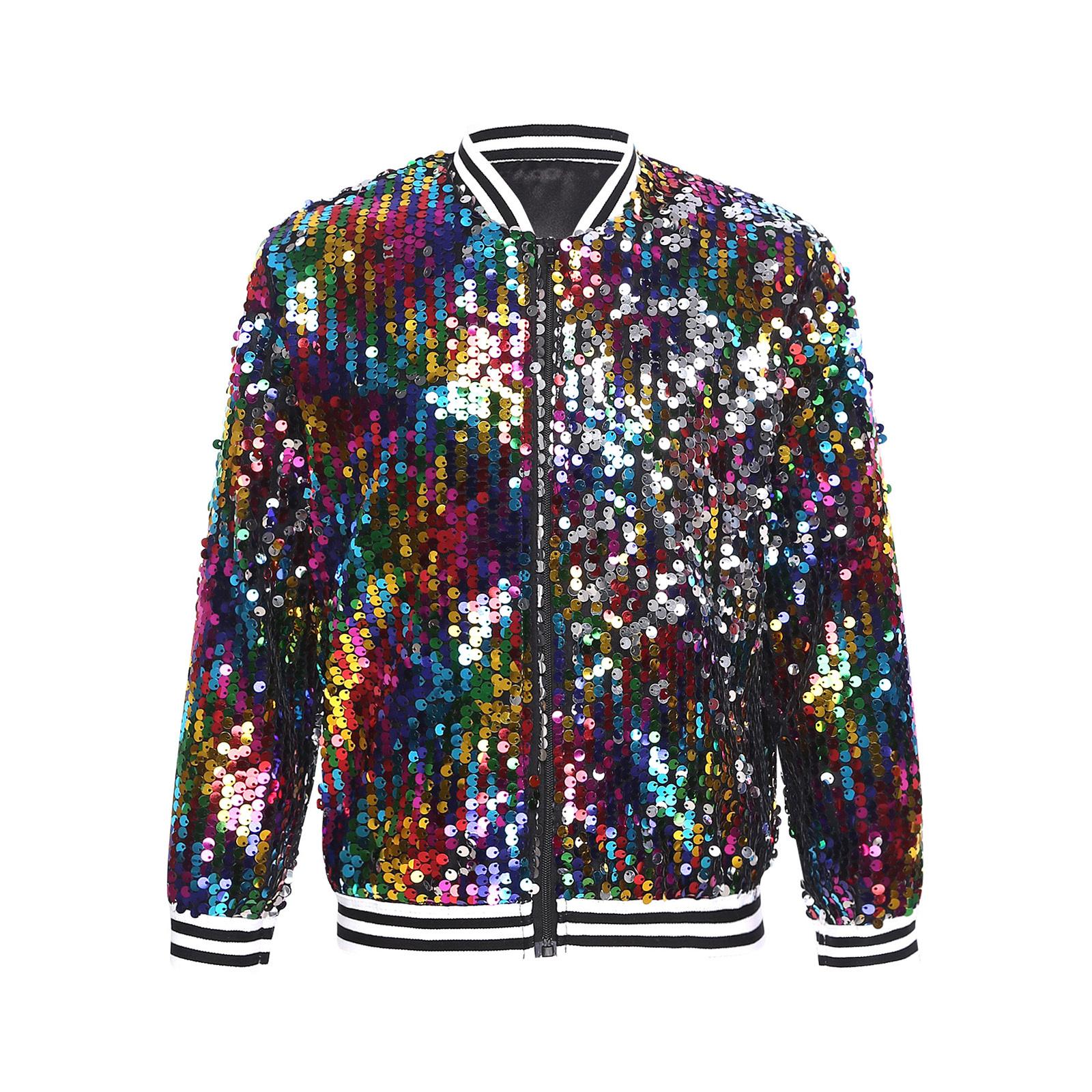 Girls Sparkly Sequin Baseball Jacket Coat Long Sleeve Front Zip Striped Trim Outerwear Party Bomber Jacket 5-6 Years
Girls Sparkly Sequin Baseball Jacket Coat Long Sleeve Front Zip Striped Trim Outerwear Party Bomber Jacket 5-6 Years