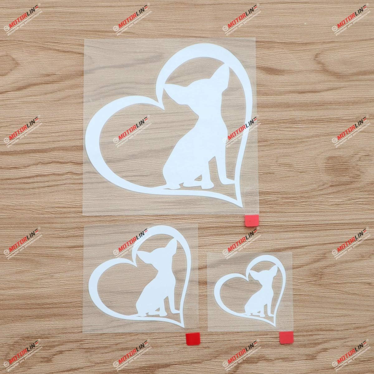 Chihuahua Heart Shape Love Dog Puppy Decal Vinyl Sticker - 3 Pack White, 2 Inches, 3 Inches, 5 Inches - Die Cut No Background for Car Boat Laptop Cup
Chihuahua Heart Shape Love Dog Puppy Decal Vinyl Sticker - 3 Pack White, 2 Inches, 3 Inches, 5 Inches - Die Cut No Background for Car Boat Laptop Cup