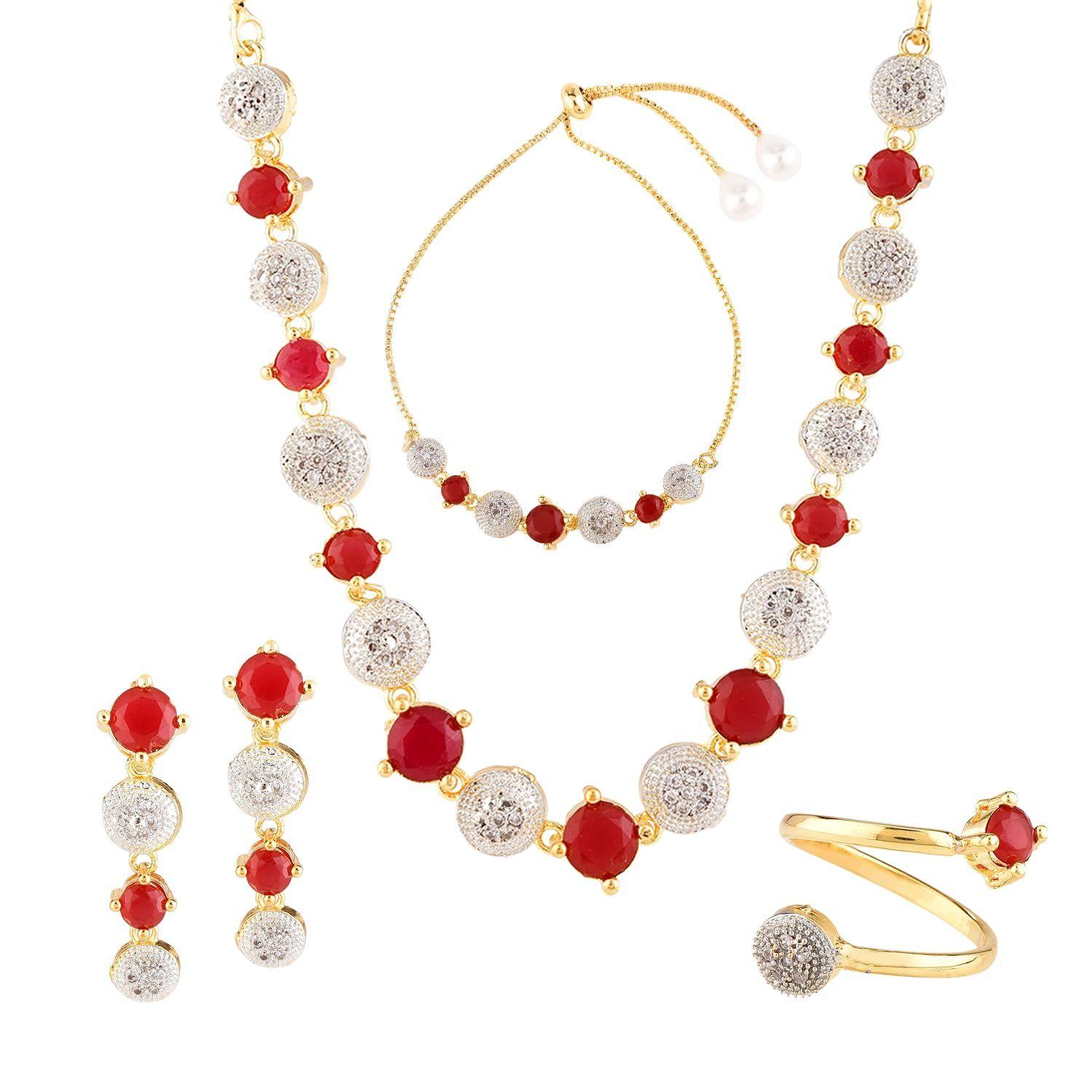 Жіночий набір ювелірних виробів Комбінація намиста з американськими діамантами з сережками, браслетом і каблучкою для дівчат і жінок
Жіночий набір ювелірних виробів Комбінація намиста з американськими діамантами з сережками, браслетом і каблучкою для дівчат і жінок