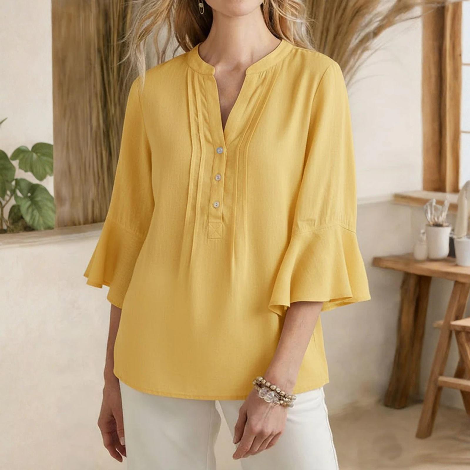 Fashionable Women s Leaf Seven Quarter Sleeved Top Color Fashionable Casual Loose V-neck Shirt XL жовтий
Fashionable Women s Leaf Seven Quarter Sleeved Top Color Fashionable Casual Loose V-neck Shirt XL жовтий