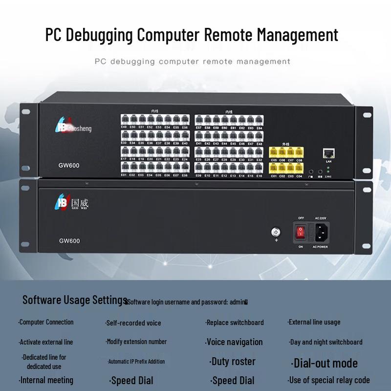 Guowei 8-Line 32-Extension PBX System (CN version)
Guowei 8-Line 32-Extension PBX System (CN version)